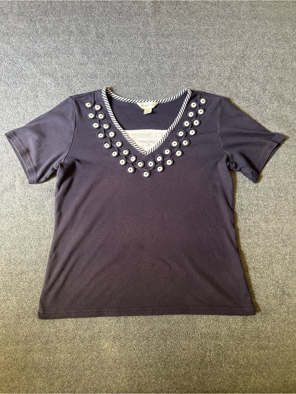 Navy Button Shortsleeve